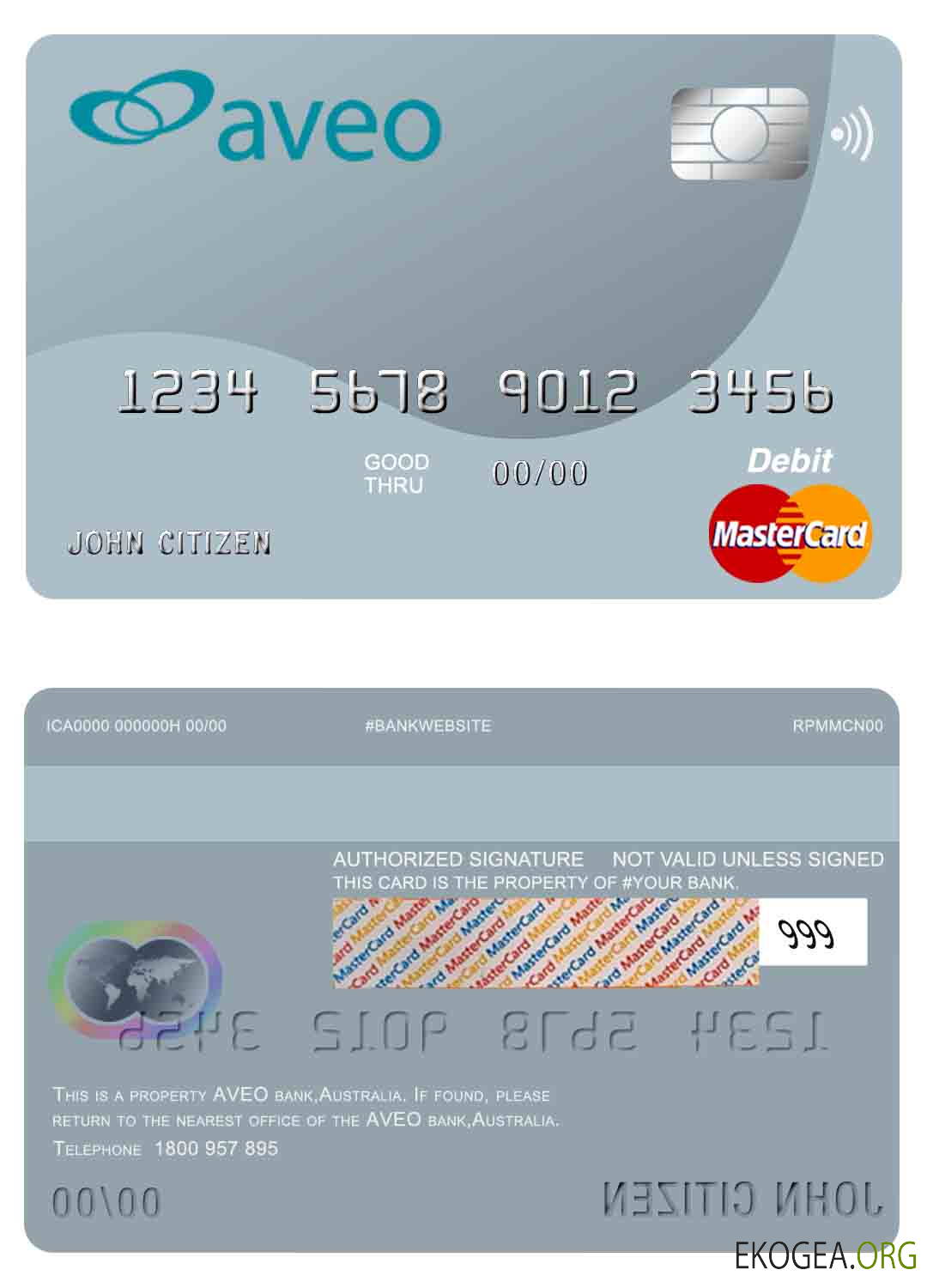 Carte Mastercard de la banque Aveo Australie
